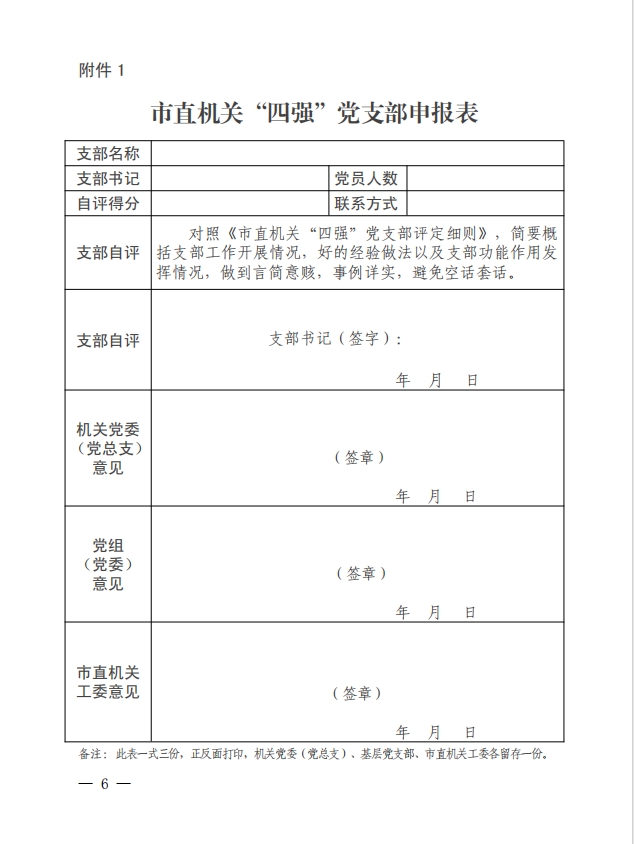 关于继续做好市直机关模范机关创建和“四强” 党支部选树工作的通知
